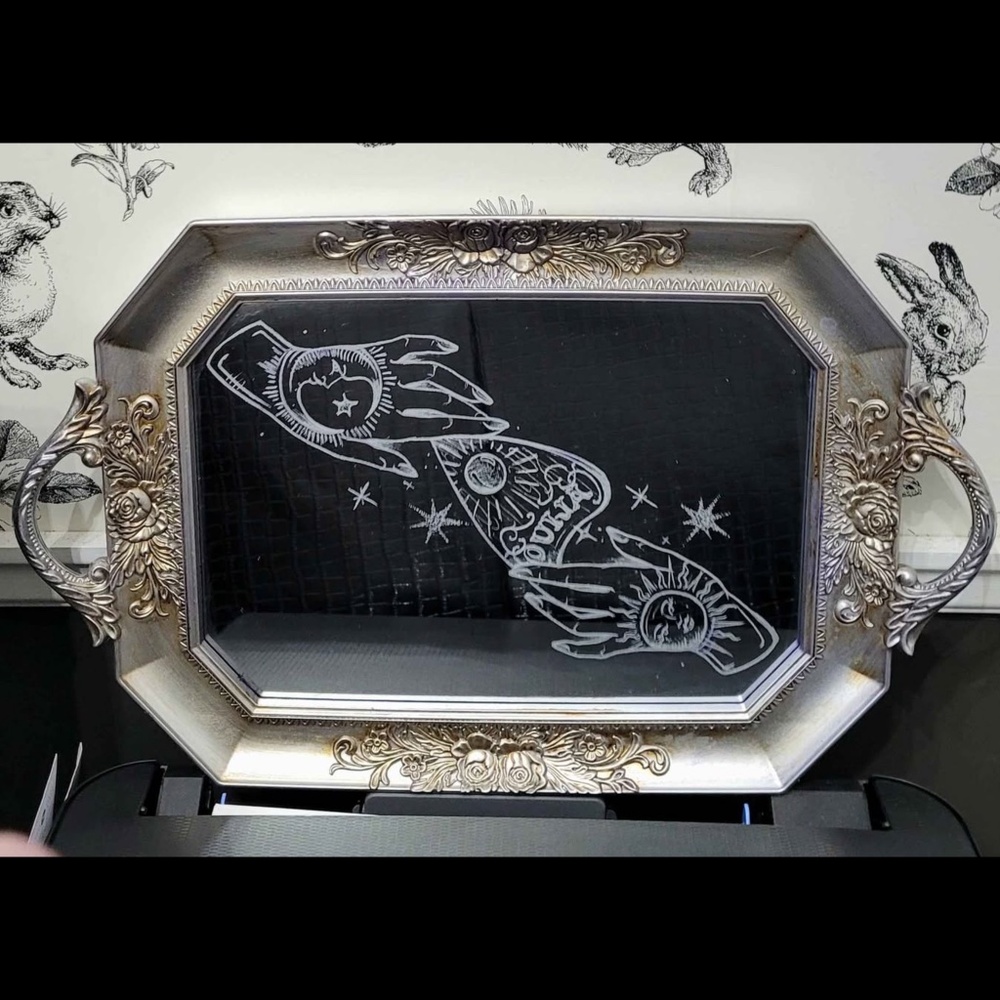 Tattooed ouija mirror tray